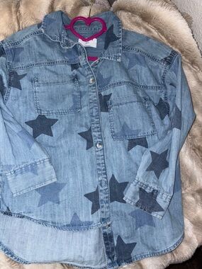 Old Navy Light Blue Star-Print Denim Jacket